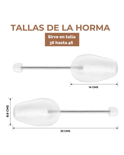 Horma de zapato plástica con resorte metálico